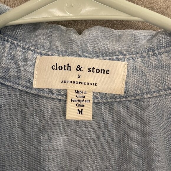 Cloth & Stone Button Down Shirt Womens Medium Light Blue Lyocell Pullover Top‎ - Picture 5 of 16